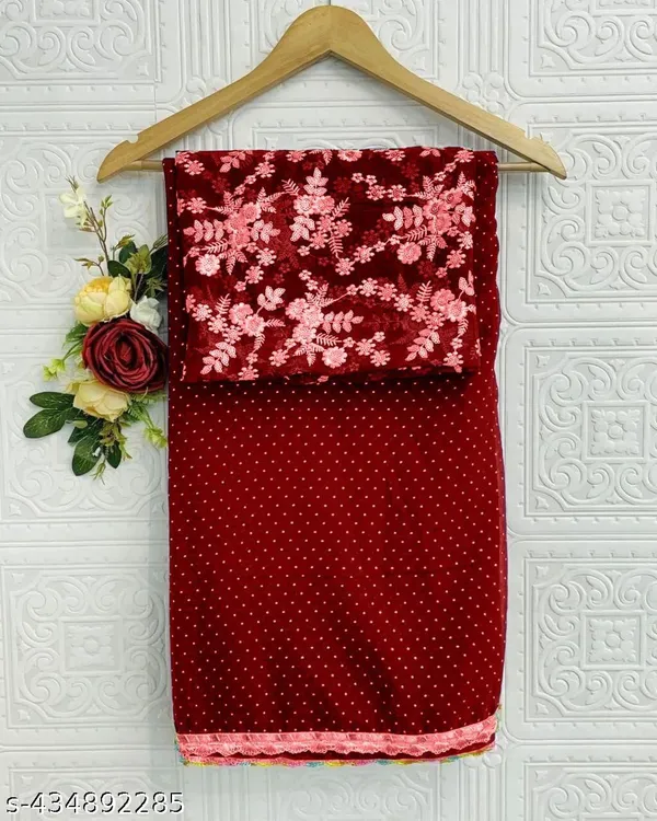Maroon_Star_Georgette_Embroidered_Saree_For_Women