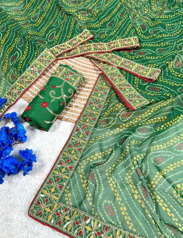 Green_Star_Georgette_Printed_Bandhani_Saree_For_Women