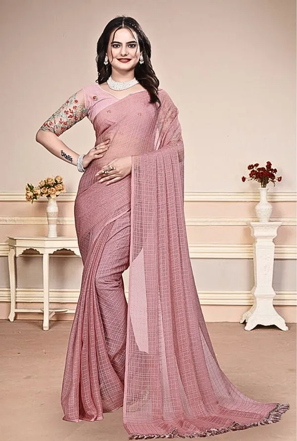 Pink_Star_Georgette_Self_Design_Saree_For_Women