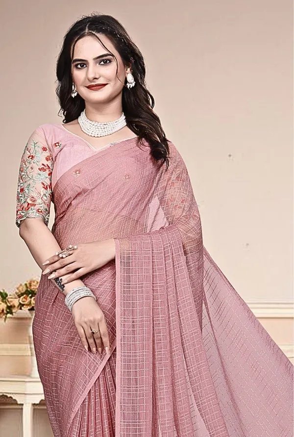 Pink_Star_Georgette_Self_Design_Saree_For_Women