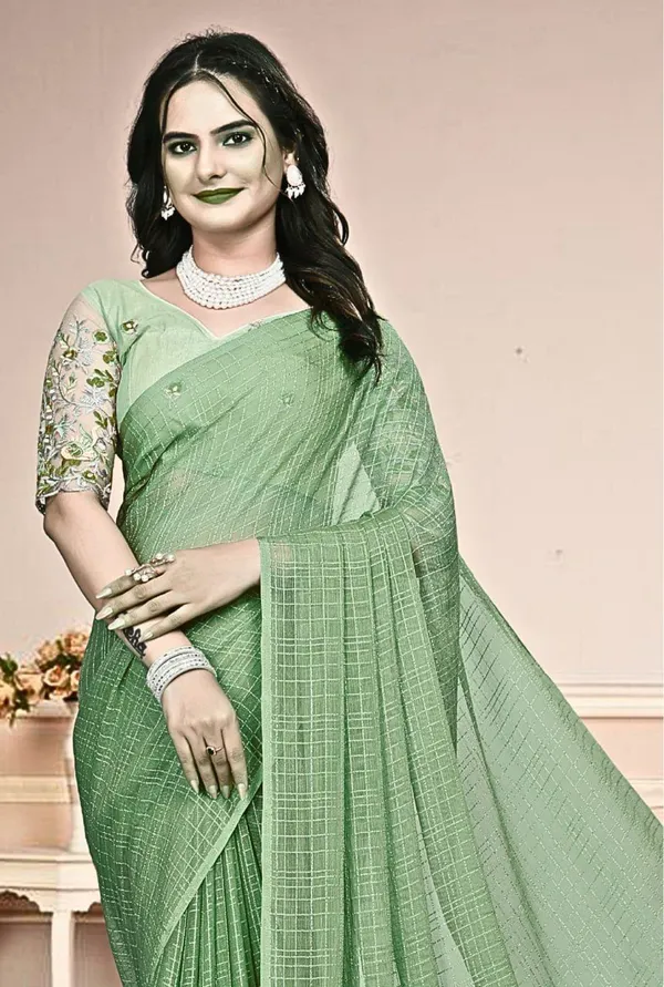 Green_Star_Georgette_Self_Design_Saree_For_Women
