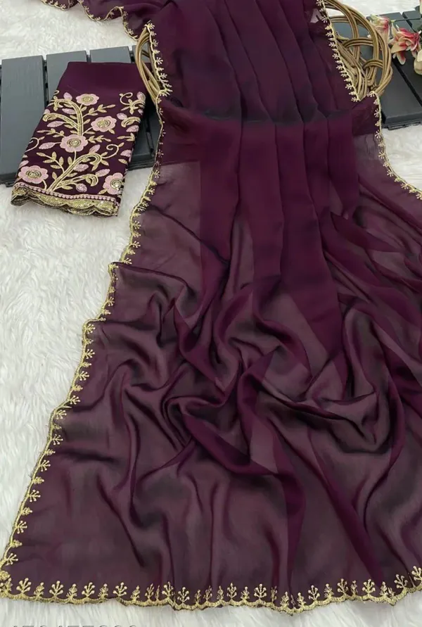 Maroon_Star_Georgette_Saree_For_Women