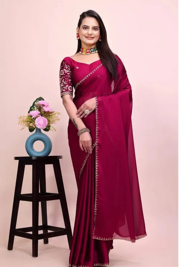 Maroon_Star_Georgette_Saree_For_Women