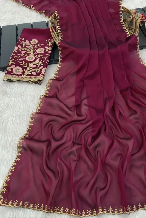 Maroon_Star_Georgette_Saree_For_Women