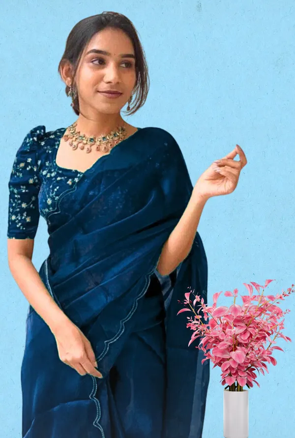 Dark_Blue_Star_Georgette_Embroidered_Saree_For_Women
