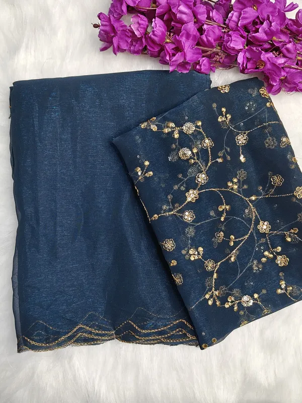 Dark_Blue_Star_Georgette_Embroidered_Saree_For_Women