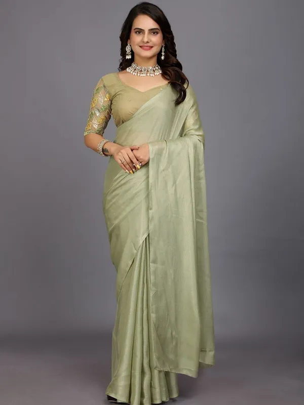 Light_Green_Star_Georgette_Self_Design_Saree_For_Women