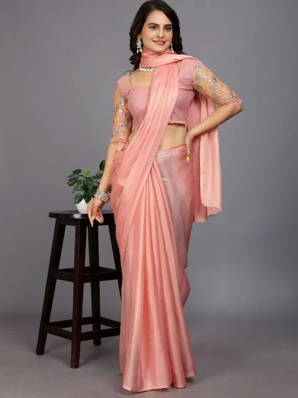 Pink_Star_Georgette_Self_Design_Saree_For_Women
