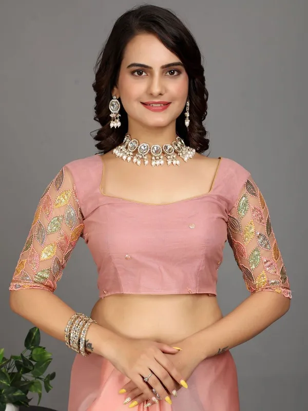 Pink_Star_Georgette_Self_Design_Saree_For_Women