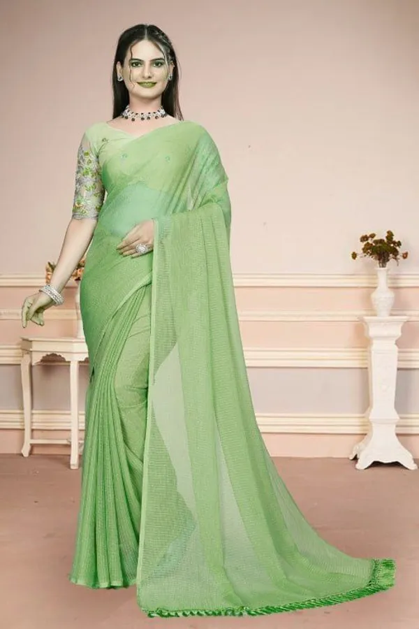 Light_Green_Star_Georgette_Striped_Embroidered_Saree_For_Women
