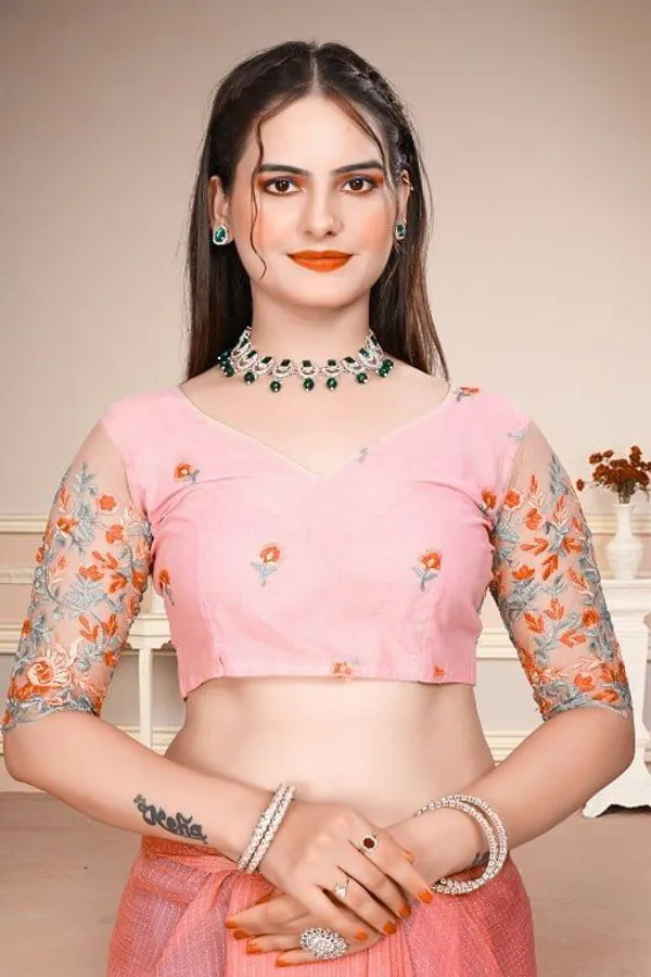Pink_Star_Georgette_Striped_Embroidered_Saree_For_Women