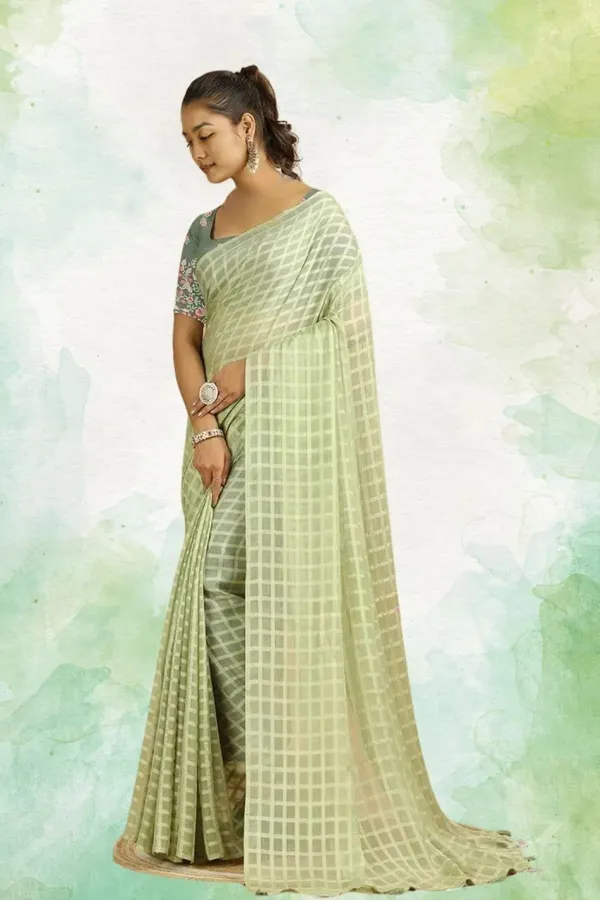 Light_Green_Star_Georgette_Printed_Saree_For_Women