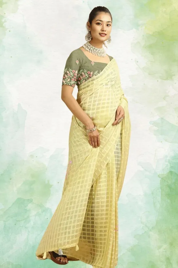Yellow_Star_Georgette_Saree_For_Women