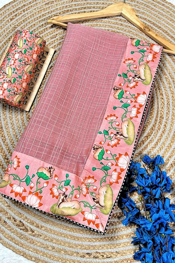 Pink_Star_Georgette_Checkered_Saree_For_Women