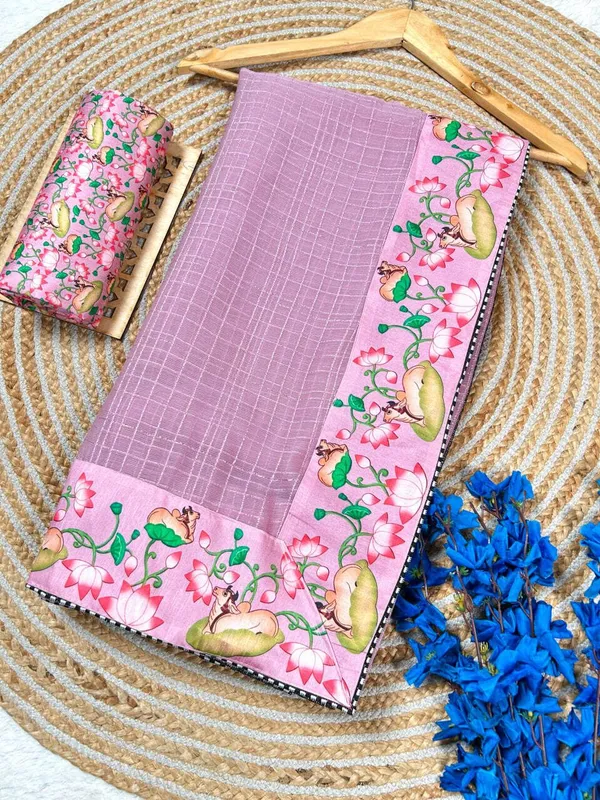 Pink_Star_Georgette_Checkered_Saree_For_Women