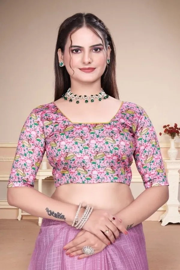 Pink_Star_Georgette_Checkered_Saree_For_Women