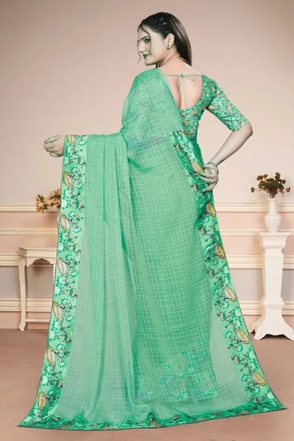 Blue_Star_Georgette_Checkered_Saree_For_Women