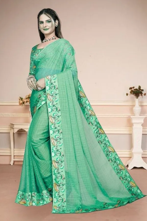 Blue_Star_Georgette_Checkered_Saree_For_Women
