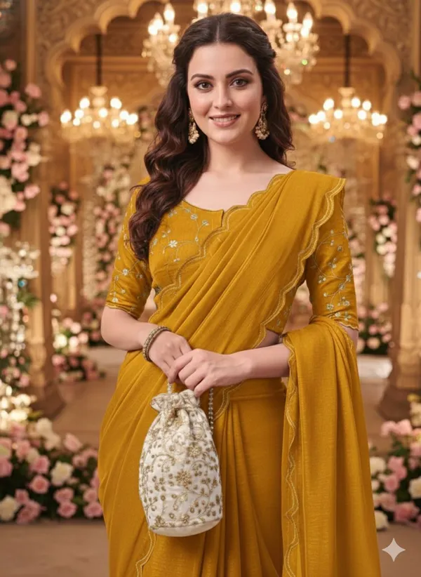 Yellow_Star_Georgette_Saree_For_Women