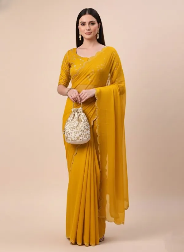 Yellow_Star_Georgette_Saree_For_Women