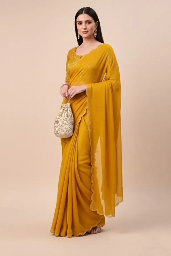 Yellow_Star_Georgette_Saree_For_Women