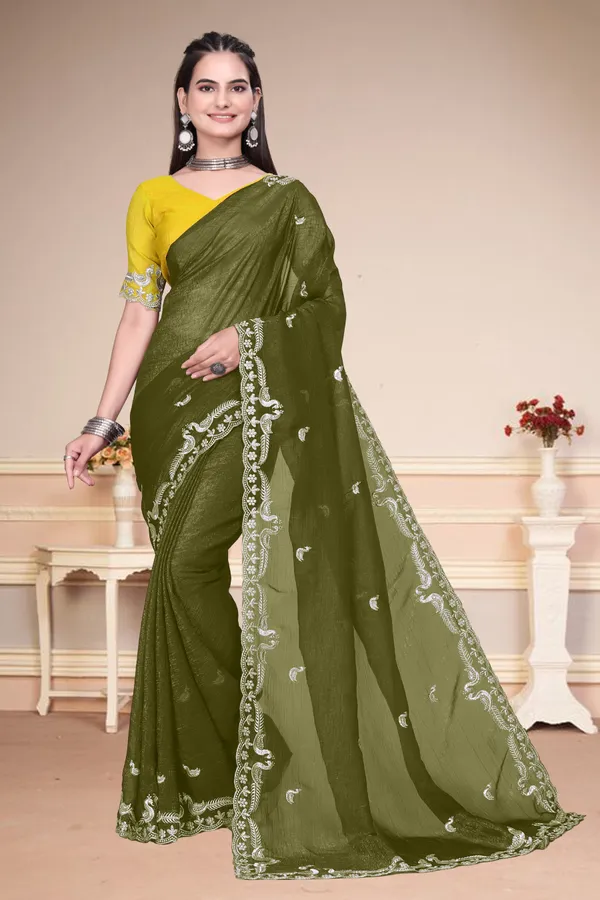 Light_Green_Star_Georgette_Embroidered_Saree_For_Women