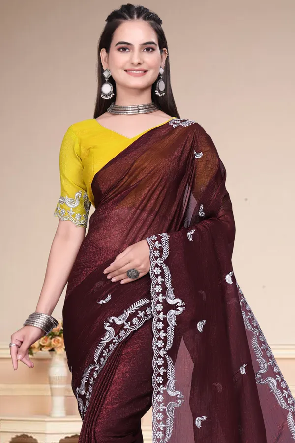 Purple_Star_Georgette_Embroidered_Saree_For_Women
