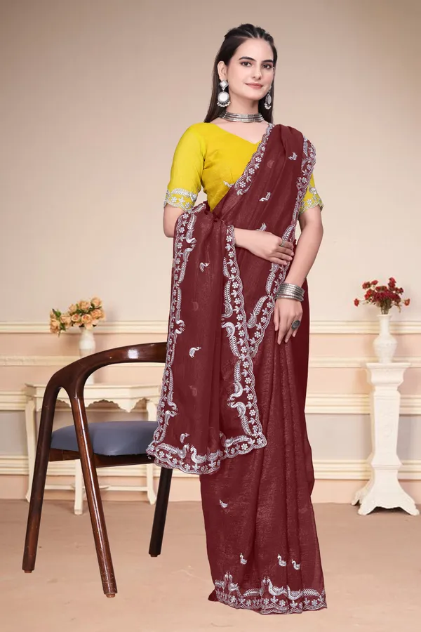 Maroon_Star_Georgette_Embroidered_Saree_For_Women