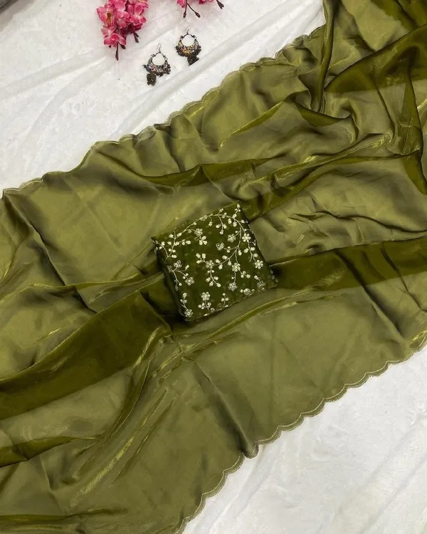 Green_Star_Georgette_Saree_For_Women