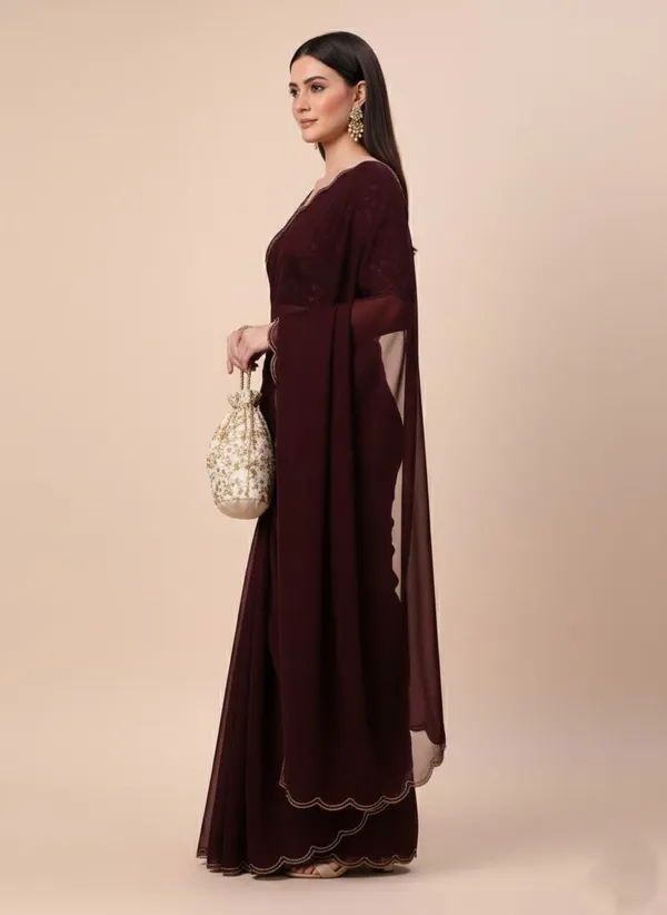 Maroon_Star_Georgette_Saree_For_Women