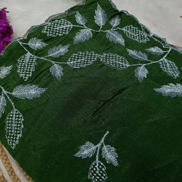 Dark_Green_Maroon_Star_Georgette_Embroidered_Saree_For_Women