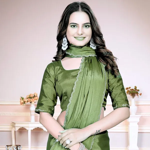 Light_Green_Star_Georgette_Saree_For_Women