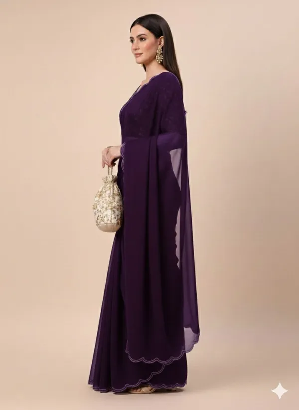 Purple_Star_Georgette_Solid_Saree_For_Women