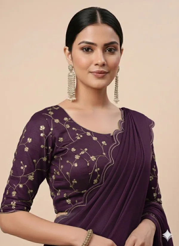 Purple_Star_Georgette_Solid_Saree_For_Women