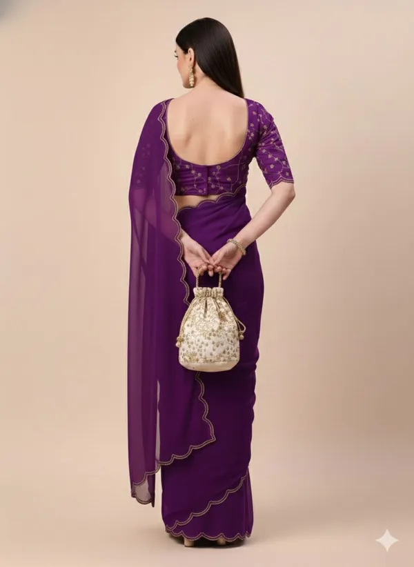 Purple_Star_Georgette_Solid_Saree_For_Women