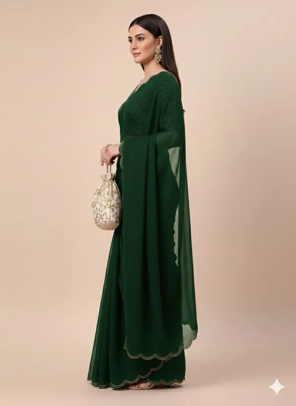 Green_Star_Georgette_Saree_For_Women