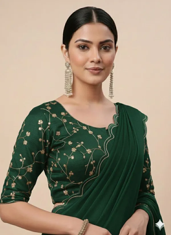 Green_Star_Georgette_Saree_For_Women
