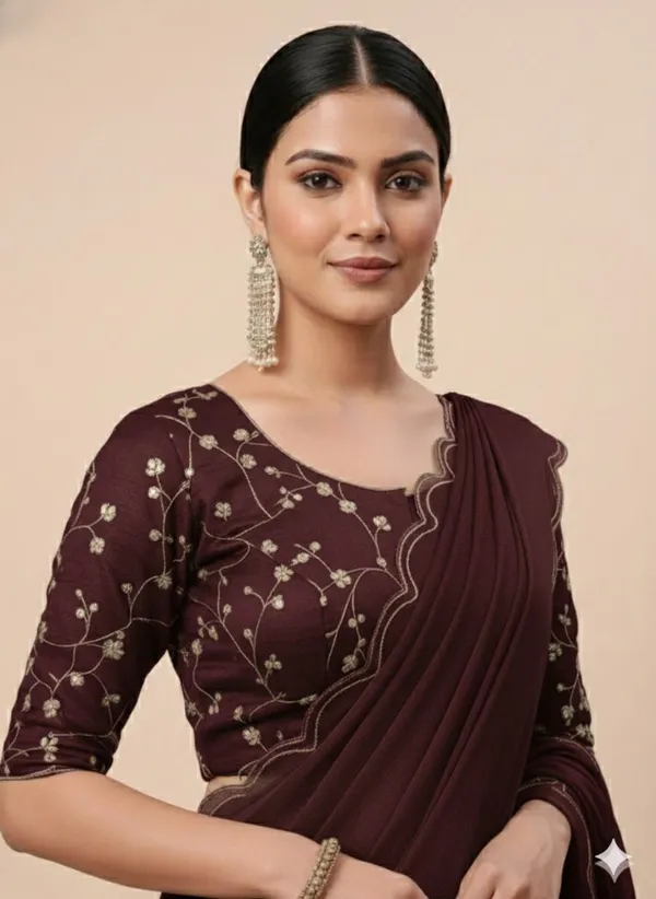 Maroon_Star_Georgette_Saree_For_Women