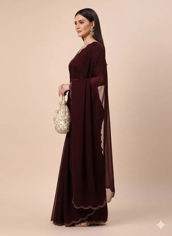 Maroon_Star_Georgette_Saree_For_Women