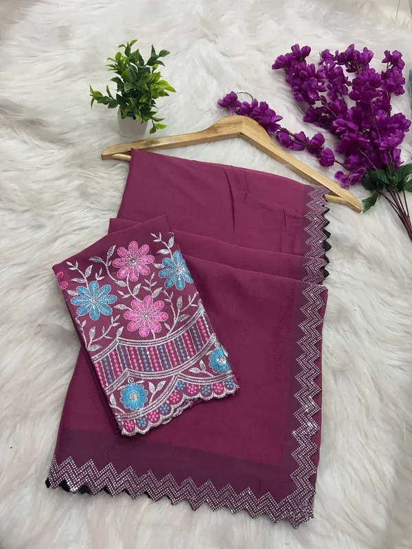 Pink_Star_Georgette_Embroidered_Saree_For_Women