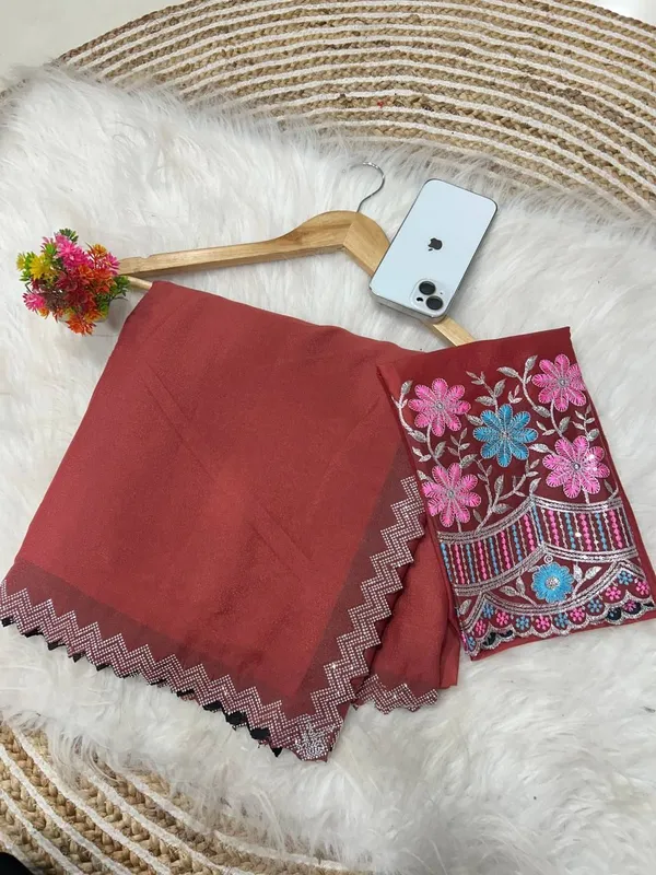 Maroon_Star_Georgette_Embroidered_Saree_For_Women