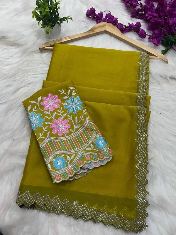 Yellow_Star_Georgette_Embroidered_Saree_For_Women
