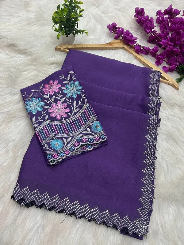 Purple_Star_Georgette_Embroidered_Saree_For_Women