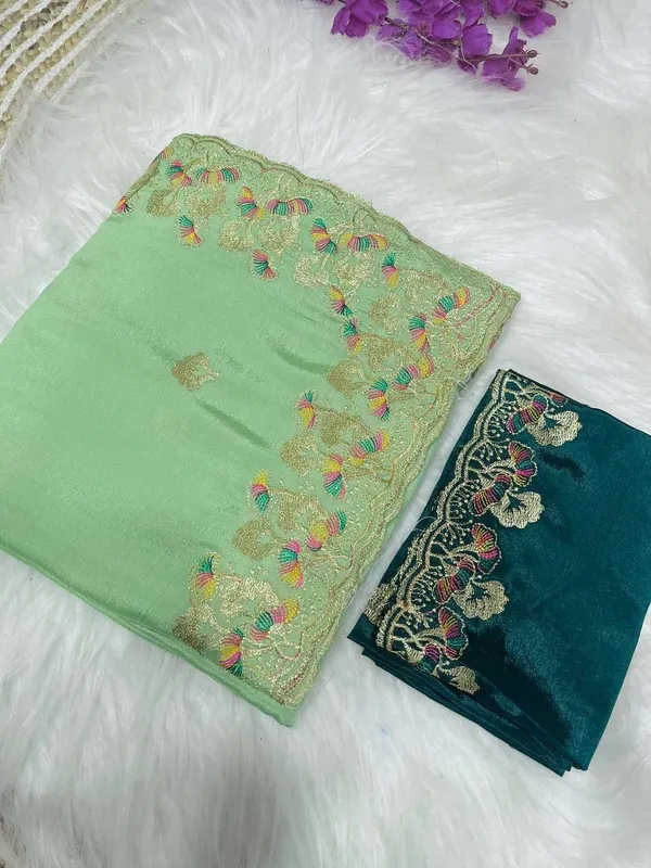 Light_Green_Star_Georgette_Embroidered_Saree_For_Women