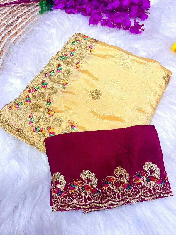 Yellow_Star_Georgette_Embroidered_Saree_For_Women