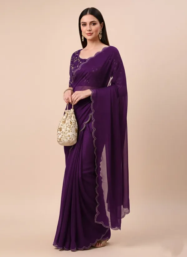 Purple_Star_Georgette_Embroidered_Saree_For_Women