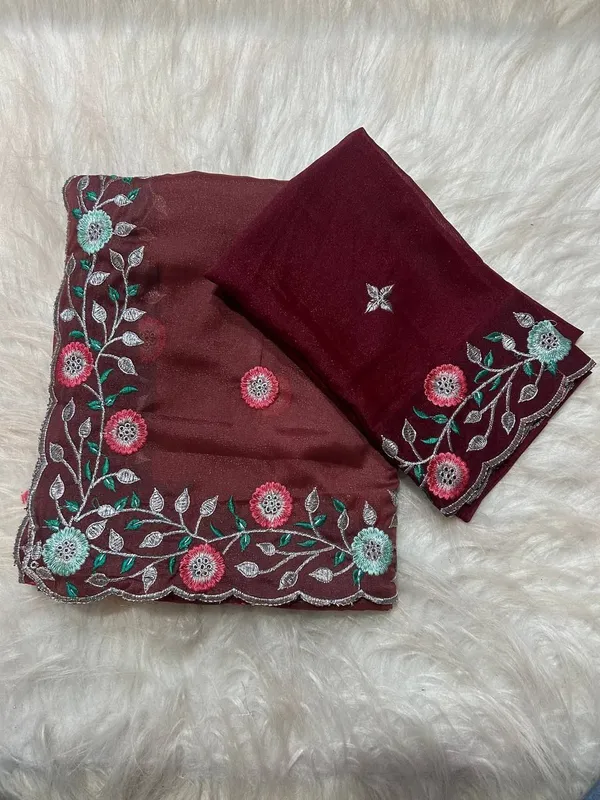 Maroon_Star_Georgette_Embroidered_Saree_For_Women