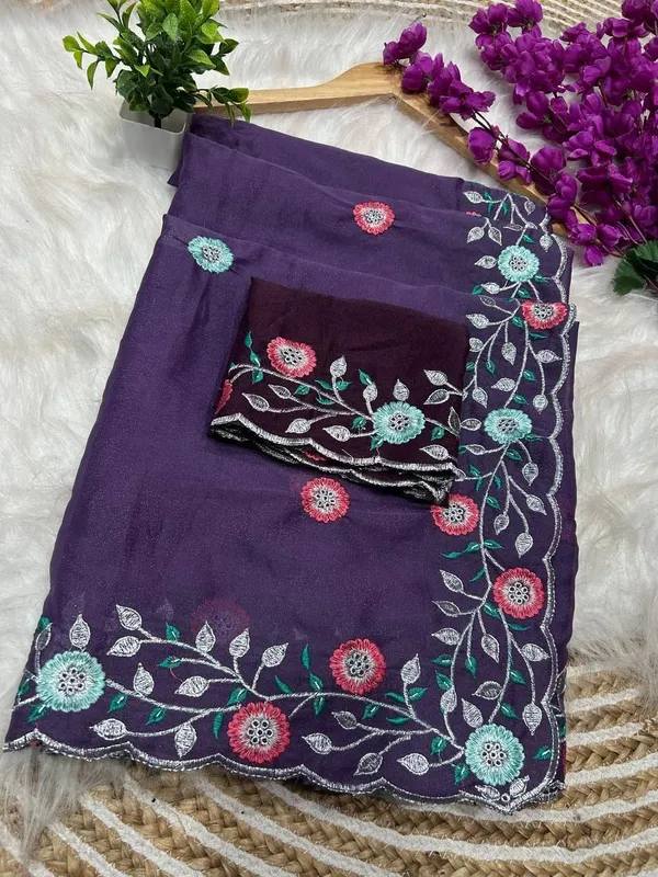 Purple_Star_Georgette_Embroidered_Saree_For_Women