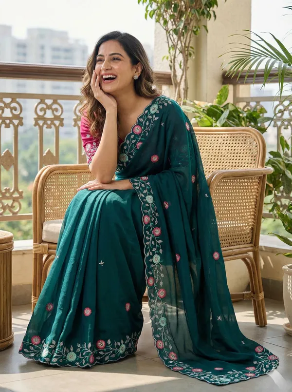 Green_Star_Georgette_Embroidered_Saree_For_Women