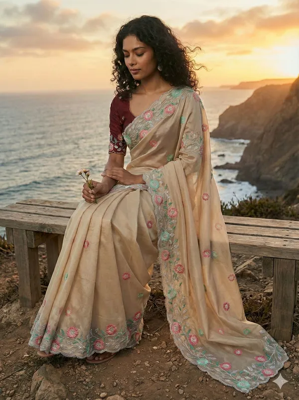 Brown_Star_Georgette_Embroidered_Saree_For_Women